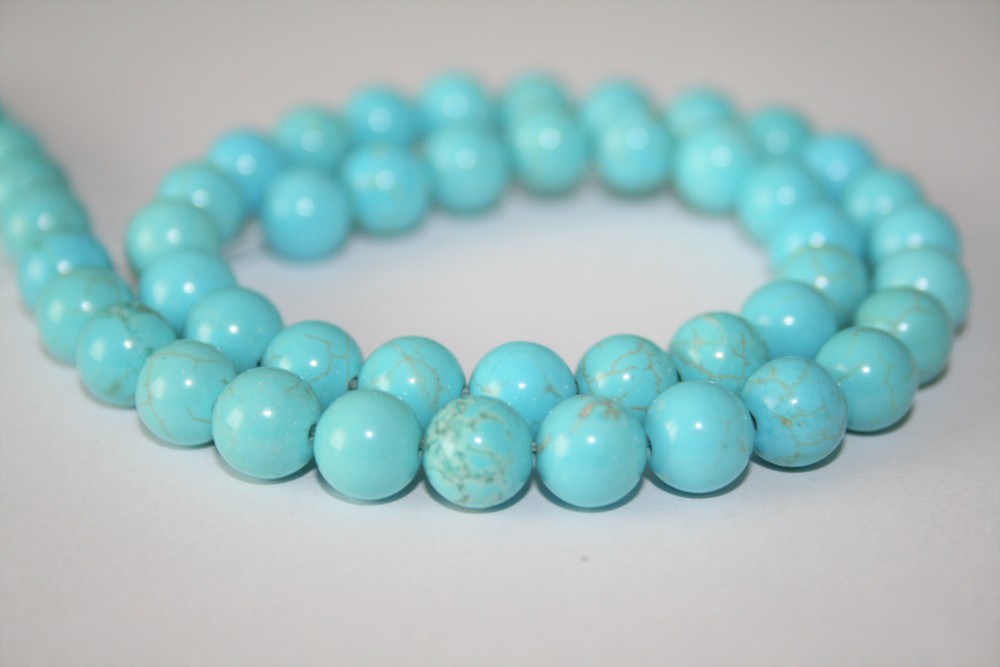 Magnesit Perlen, blau gefärbt, 8 mm