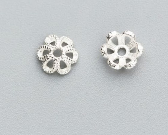 FAN-925-Sterling-Silver-With-Silver-Plated-Hollow-the-six-petals-Bead-Caps-2