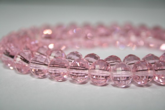 Facettierte Glasperlen rosa, 10 mm
