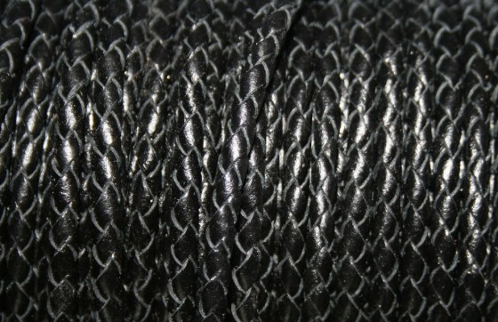 Geflochtenes Lederband schwarz, 4 mm