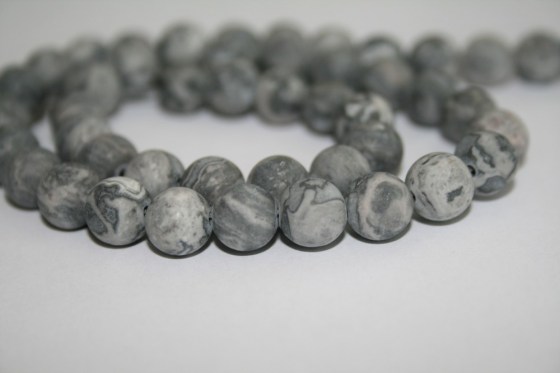 Graue Picture Jaspis Perlen, gefrostet