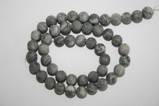 Graue Picture Jaspis Perlen, gefrostet