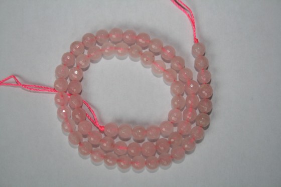 Facettierte Rosenquarz Perlen, 6 mm