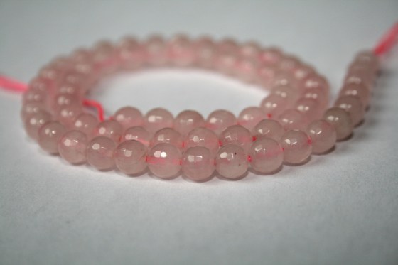 Facettierte Rosenquarz Perlen, 6 mm