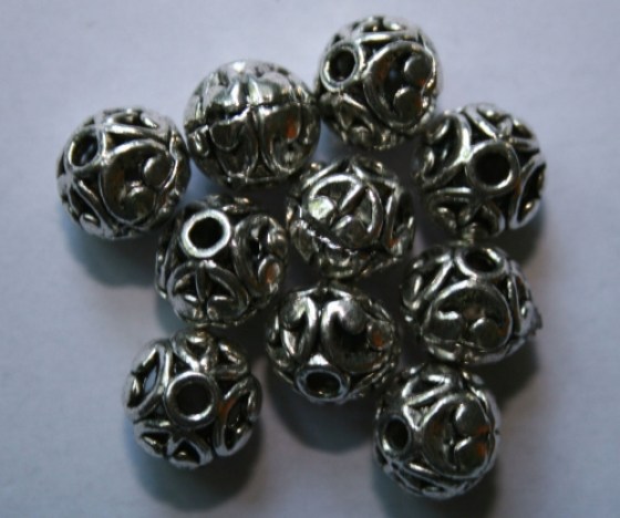 Tibetsilber Perlen, 10 x 11 mm