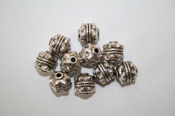 Tibetsilber Perlen, 10 x 10 mm