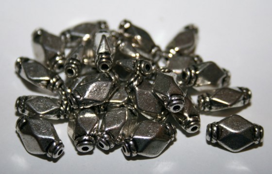 Tibetsilber Perlen, 12 x 7 mm
