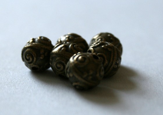 Tibetsilber Perlen bronze, 10 mm