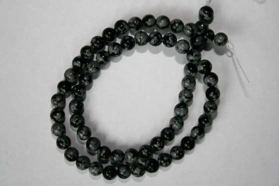 Schneeflocken Obsidian Perlen, 6 mm